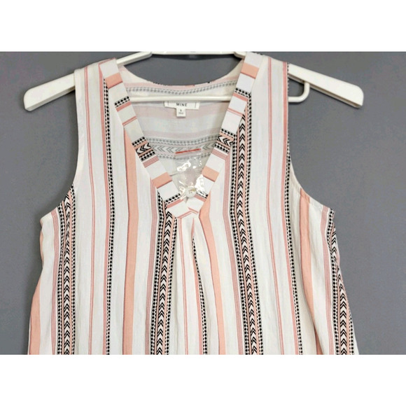 MINE for Anthropologie Boho Aztec Tank Top Womens S Tunic Buttons Striped NWOT - Picture 3 of 12